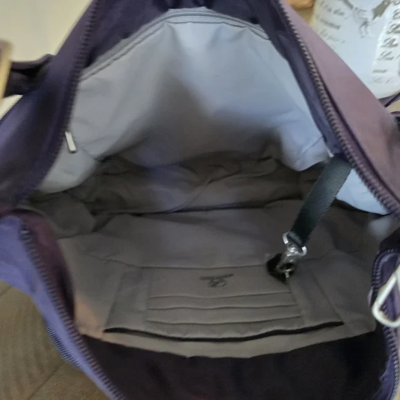Travelon Anti-Theft Crossbody Bucket Bag In Eggplant Purple - Picture 5 of 10